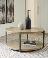 A2Z Furniture - Ashley Furniture - Dyonton Coffee Table - Round Cocktail Table / Light Grayish Brown - T574-8